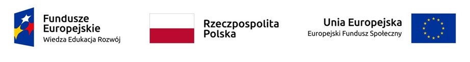 Logo: Fundusze Europejskie Wiedza Edukacja Rozwój, Rzeczpospolita Polska, Unia Europejska.